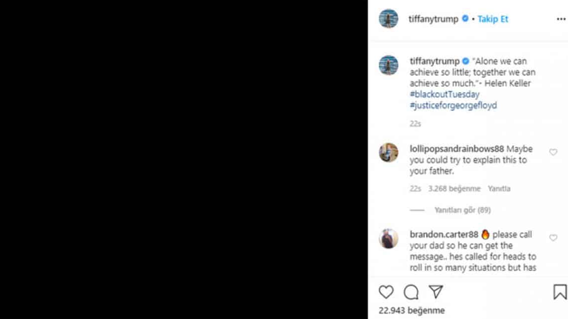 Tiffany Trump ‘George Floyd’ Protestolarına Destek Verdi