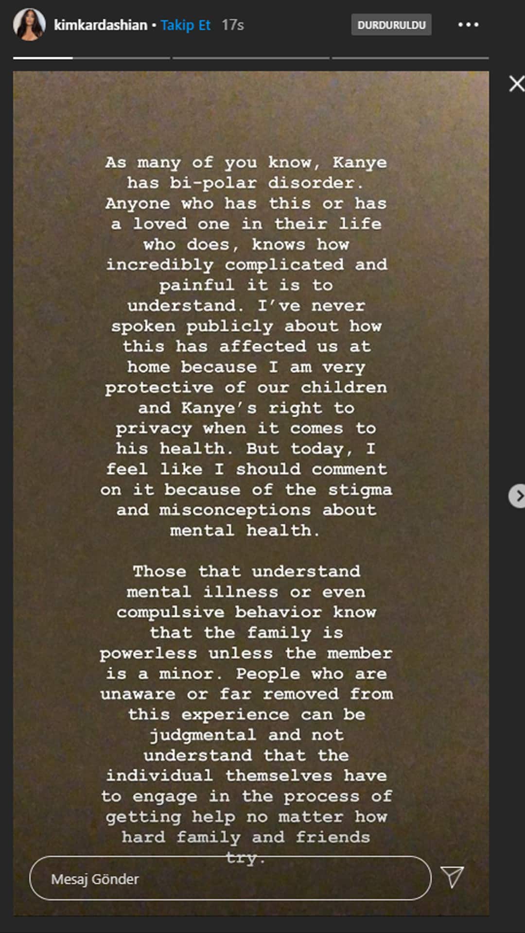 Kim Kardashian Kanye West'in Bipolar Bozukluğu İçin Anlayış Bekledi