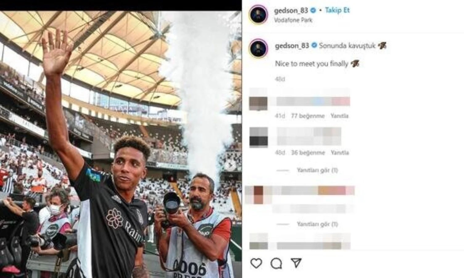 Gedson’dan Beşiktaş Taraftarına Mesaj!