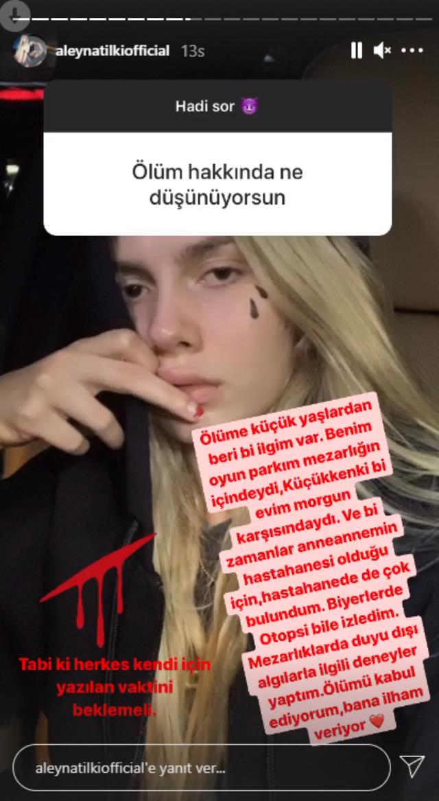 Aleyna Tilki'nin Ölüm Hakkındaki Düşünceleri Takipçilerini Şaşırttı