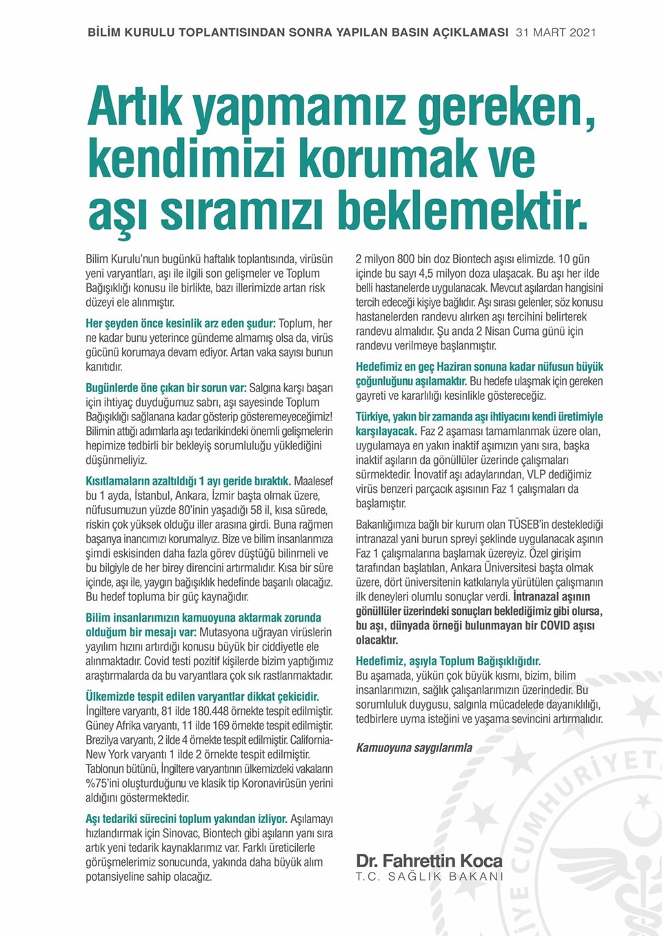 Türkiye’deki Vakaların Yüzde 75’i İngiltere Varyantı!