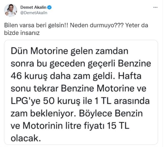 Demet Akalın'dan Zam İsyanı