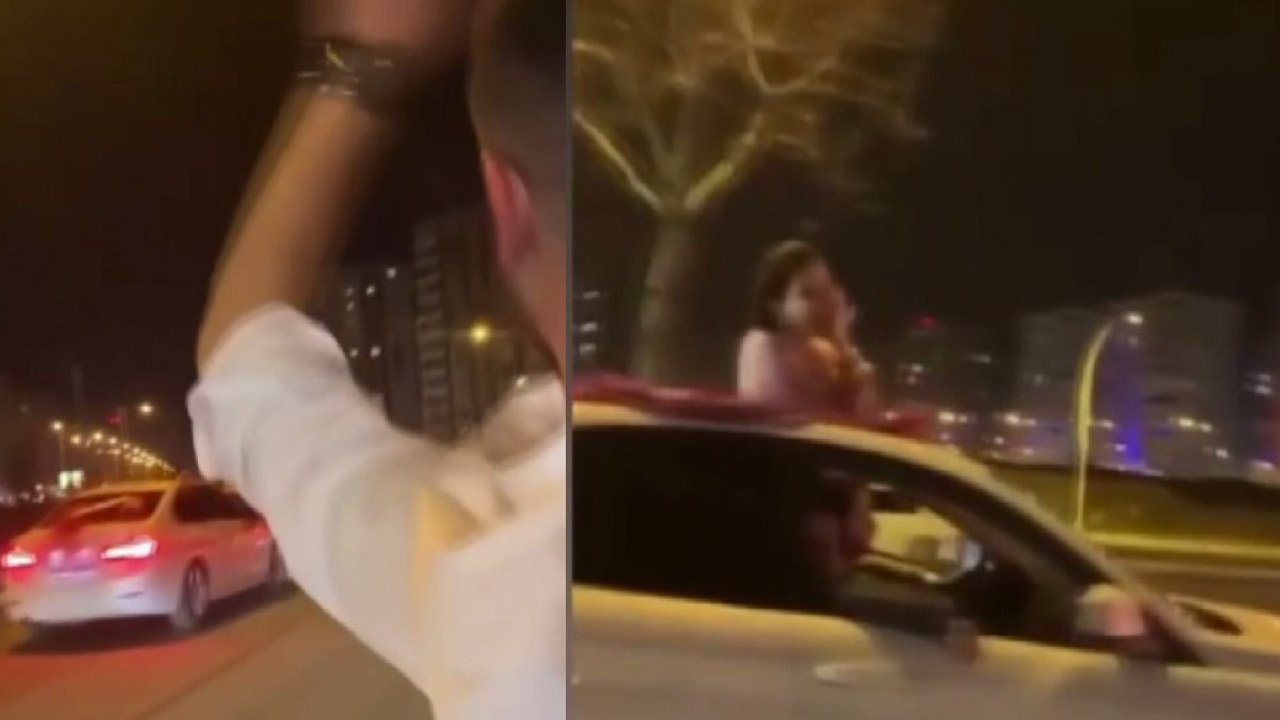 Düğün Konvoyunda Araçtan Sarkıp Havaya Ateş Açtılar