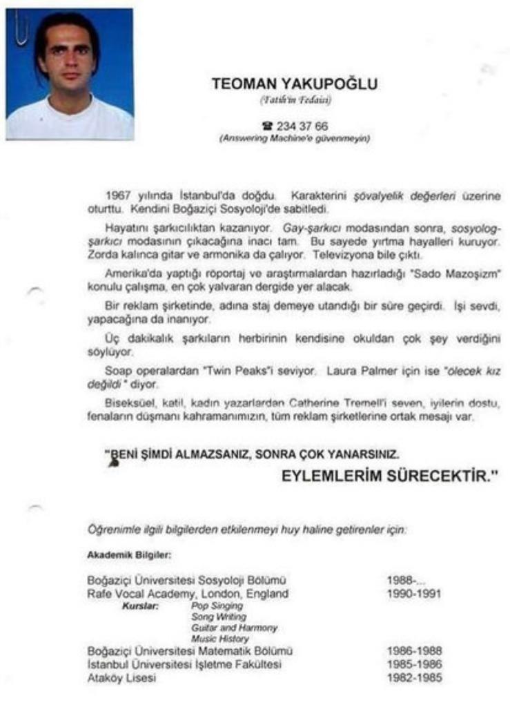 Teoman’ın İş Başvurularında Kullandığı Eski CV’si Tebessüm Ettirdi