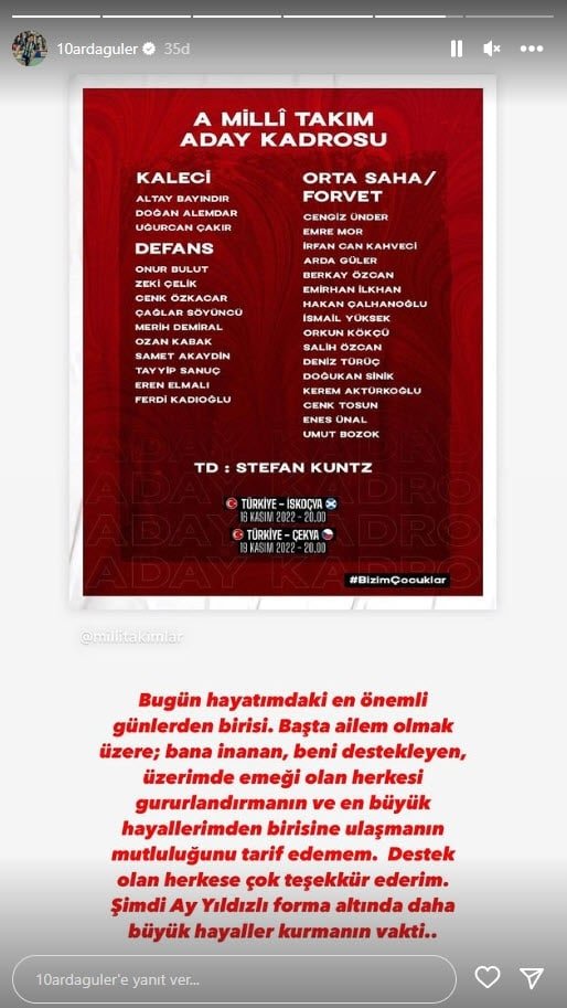 Arda Güler'den Duygulandıran Milli Takım Paylaşımı