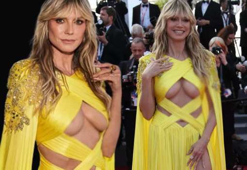 Heidi Klum Göğüs Dekolteli Frikik Verdi