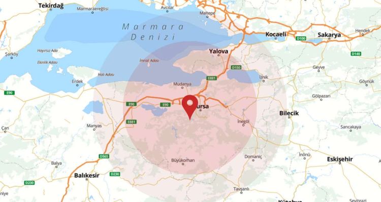 Bursa'da 4 Büyüklüğünde Deprem! Nilüfer İlçesinde Son Dakika Sarsıntısı